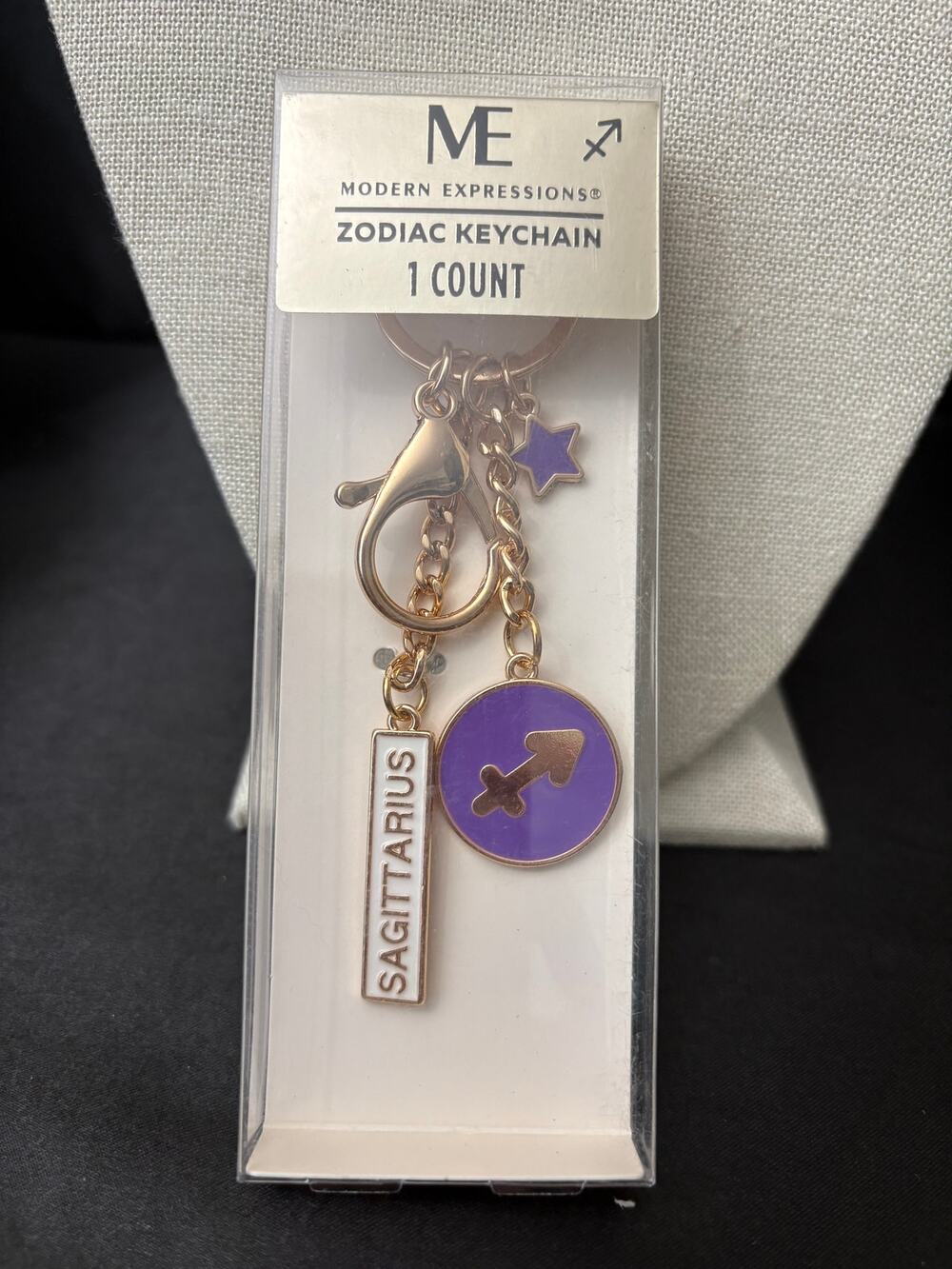 NIB ME Sagittarius Keychain Gold Tone Charm - Picture 1 of 3